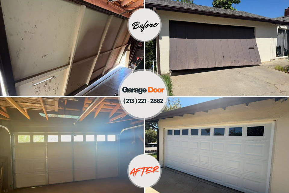 Before and after: garage door repair Briar Chapel, NC